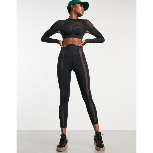 ADIDAS X IVY PARK Beyoncé Sheer Mesh Panel Leggings Black Small XS - Picture 3 of 7
